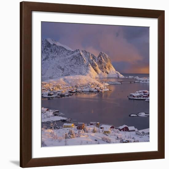 Reine' (Village), Lilandstinden, Moskenesoya (Island), Lofoten, 'Nordland' (County), Norway-Rainer Mirau-Framed Photographic Print