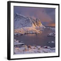 Reine' (Village), Lilandstinden, Moskenesoya (Island), Lofoten, 'Nordland' (County), Norway-Rainer Mirau-Framed Photographic Print