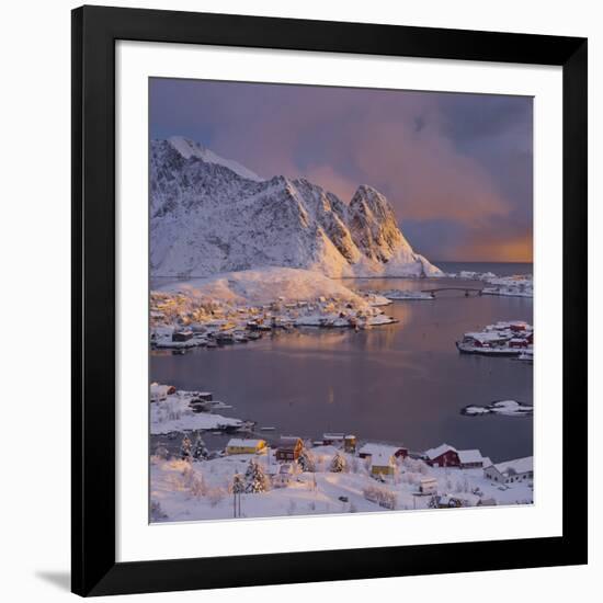 Reine' (Village), Lilandstinden, Moskenesoya (Island), Lofoten, 'Nordland' (County), Norway-Rainer Mirau-Framed Photographic Print