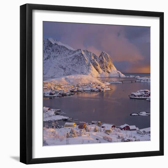 Reine' (Village), Lilandstinden, Moskenesoya (Island), Lofoten, 'Nordland' (County), Norway-Rainer Mirau-Framed Photographic Print
