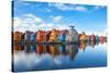 Reitdiephaven - Colorful Buildings on Water in Groningen, Netherlands-Olha Rohulya-Stretched Canvas