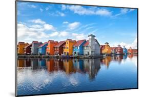 Reitdiephaven - Colorful Buildings on Water in Groningen, Netherlands-Olha Rohulya-Mounted Photographic Print