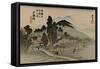 Reizgers Walk Towards a Temple Hidden Behind Trees-Utagawa Hiroshige-Framed Stretched Canvas