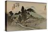 Reizgers Walk Towards a Temple Hidden Behind Trees-Utagawa Hiroshige-Stretched Canvas