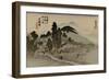 Reizgers Walk Towards a Temple Hidden Behind Trees-Utagawa Hiroshige-Framed Art Print