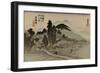 Reizgers Walk Towards a Temple Hidden Behind Trees-Utagawa Hiroshige-Framed Art Print