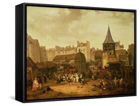 Rejoicing at Les Halles to Celebrate the Birth of Dauphin Louis of France 21st January 1781, 1783-Philibert-Louis Debucourt-Framed Stretched Canvas