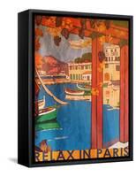 Relax In Paris-Jace Grey-Framed Stretched Canvas