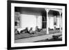 Relaxed Dogs Lounge on a Farmhouse Porch, Ca. 1905-null-Framed Photographic Print