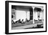 Relaxed Dogs Lounge on a Farmhouse Porch, Ca. 1905-null-Framed Photographic Print