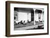 Relaxed Dogs Lounge on a Farmhouse Porch, Ca. 1905-null-Framed Photographic Print