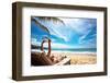 Relaxing and Reading on the Beach-dmitry kushch-Framed Photographic Print