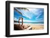 Relaxing and Reading on the Beach-dmitry kushch-Framed Photographic Print