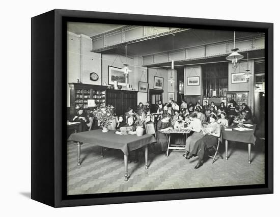 Relaxing in the Social Hall, Cosway Street Evening Institute for Women, London, 1914-null-Framed Stretched Canvas