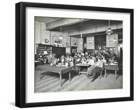 Relaxing in the Social Hall, Cosway Street Evening Institute for Women, London, 1914-null-Framed Premium Photographic Print