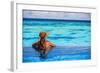 Relaxing on Beach Resort, Back Side of Sexy Woman Enjoying Seascape from Endless Pool, Luxury Summe-Anna Omelchenko-Framed Photographic Print