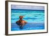 Relaxing on Beach Resort, Back Side of Sexy Woman Enjoying Seascape from Endless Pool, Luxury Summe-Anna Omelchenko-Framed Photographic Print