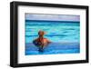 Relaxing on Beach Resort, Back Side of Sexy Woman Enjoying Seascape from Endless Pool, Luxury Summe-Anna Omelchenko-Framed Photographic Print