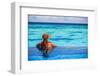 Relaxing on Beach Resort, Back Side of Sexy Woman Enjoying Seascape from Endless Pool, Luxury Summe-Anna Omelchenko-Framed Photographic Print