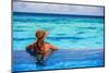 Relaxing on Beach Resort, Back Side of Sexy Woman Enjoying Seascape from Endless Pool, Luxury Summe-Anna Omelchenko-Mounted Photographic Print