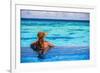 Relaxing on Beach Resort, Back Side of Sexy Woman Enjoying Seascape from Endless Pool, Luxury Summe-Anna Omelchenko-Framed Photographic Print