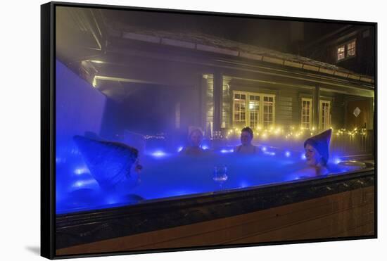 Relaxing oudoor Jacuzzi Meraker Lodge Norway Europe-ClickAlps-Framed Stretched Canvas