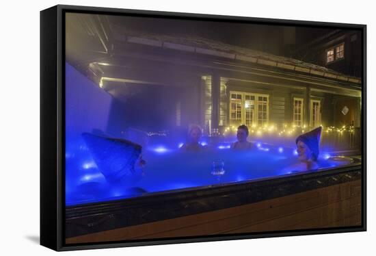 Relaxing oudoor Jacuzzi Meraker Lodge Norway Europe-ClickAlps-Framed Stretched Canvas