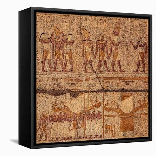 Relief Barque Procession, Karnak Temple, Luxor, Thebes, Egyp, Africa (Photo)-null-Framed Stretched Canvas