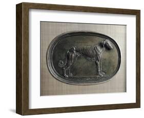 Relief Bronze Plate Depicting Dog-null-Framed Giclee Print