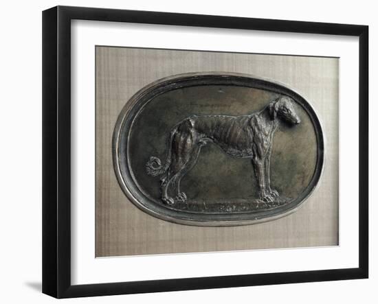 Relief Bronze Plate Depicting Dog-null-Framed Giclee Print