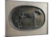 Relief Bronze Plate Depicting Dog-null-Mounted Giclee Print