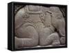 Relief Carving of a Kneeling Elephant on the Hindu Temple of Prambanan, Java, Indonesia-Leimbach Claire-Framed Stretched Canvas