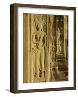 Relief Carving on the Temple at Angkor Wat, Angkor, Siem Reap, Cambodia, Indochina, Asia-Bruno Morandi-Framed Photographic Print