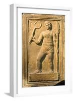 Relief Depicting a Gladiator Holding a Whip and a Spear-null-Framed Giclee Print