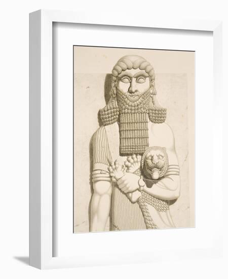 Relief Depicting a Man and a Lion-Eugene Flandin-Framed Giclee Print