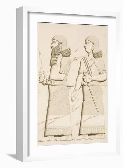 Relief Depicting a Man and a Woman-Eugene Flandin-Framed Giclee Print