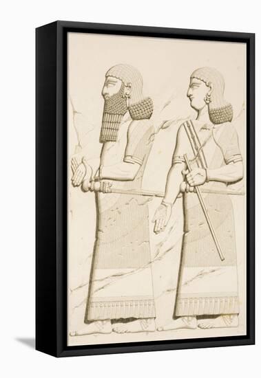 Relief Depicting a Man and a Woman-Eugene Flandin-Framed Stretched Canvas