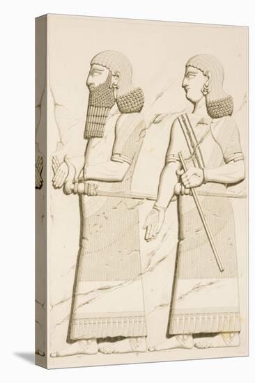 Relief Depicting a Man and a Woman-Eugene Flandin-Stretched Canvas