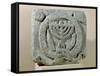 Relief Depicting a Menorah, from Umm Qeis (Ancient Gadara) Jordan (Basalt)-null-Framed Stretched Canvas