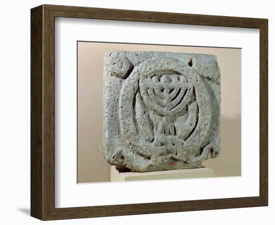 Relief Depicting a Menorah, from Umm Qeis (Ancient Gadara) Jordan (Basalt)-null-Framed Giclee Print