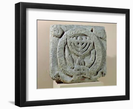 Relief Depicting a Menorah, from Umm Qeis (Ancient Gadara) Jordan (Basalt)-null-Framed Giclee Print