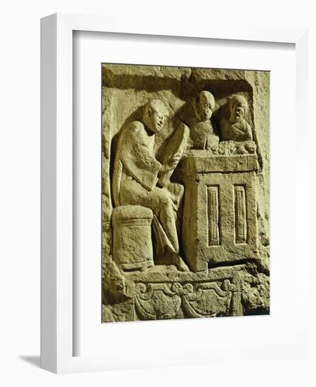 Relief Depicting a Merchant Eager to Make a Deal, from the Draper's Pillar, 3rd Century-null-Framed Giclee Print