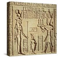 Relief Depicting a Pharaoh Making an Offering to Hathor, from the Roman Birth House, or Mammisi-null-Stretched Canvas