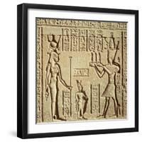 Relief Depicting a Pharaoh Making an Offering to Hathor, from the Roman Birth House, or Mammisi-null-Framed Giclee Print