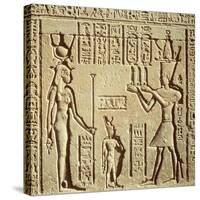 Relief Depicting a Pharaoh Making an Offering to Hathor, from the Roman Birth House, or Mammisi-null-Stretched Canvas