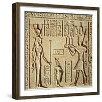 Relief Depicting a Pharaoh Making an Offering to Hathor, from the Roman Birth House, or Mammisi-null-Framed Giclee Print