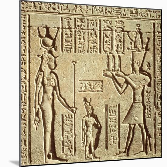 Relief Depicting a Pharaoh Making an Offering to Hathor, from the Roman Birth House, or Mammisi-null-Mounted Giclee Print