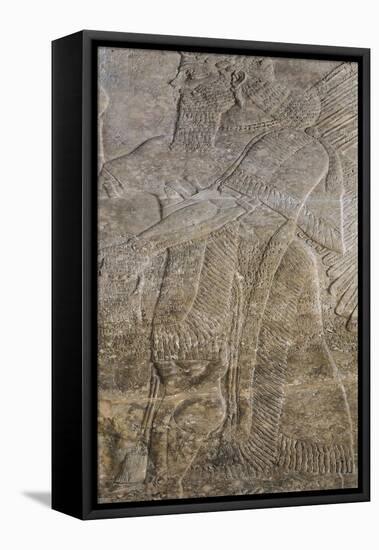 Relief Depicting a Winged Genie, from the Palace at Nimrud (Kalah) (Gypsum)-null-Framed Stretched Canvas
