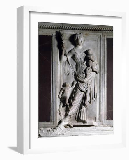 Relief Depicting Charity, Detail from Count Ugo's Tomb-Mino Da Fiesole-Framed Giclee Print