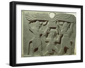 Relief Depicting Gilgamesh Between Two Bull-Men Supporting a Winged Sun Disk, Fr.Tell-Halaf, Syria-null-Framed Giclee Print